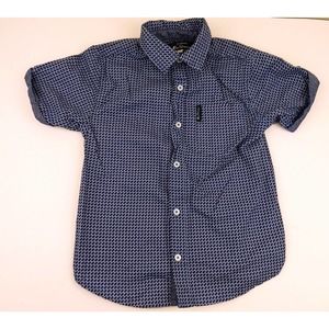 Ben Sherman Boys Blue White Geometric Print Preppy Button Down S/S Shirt, Sz 6